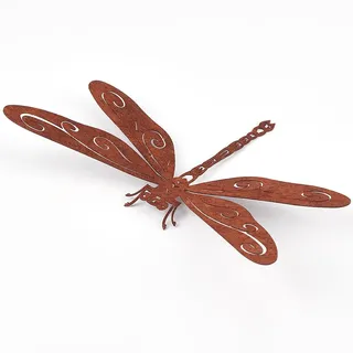 GORGECRAFT Libelle Aus Metall 20cm Rustikale Eisenoptik Tiermotiv Libellen Kunst Hängende Skulptur Dekoration Für Garten Zaun Hof Terrasse Wohnzimmer Schlafzimmer Und Außenbereich