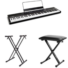 Alesis Recital Digitalpiano + RockJam Keyboardständer + Classic Cantabile Keyboardbank Bundle