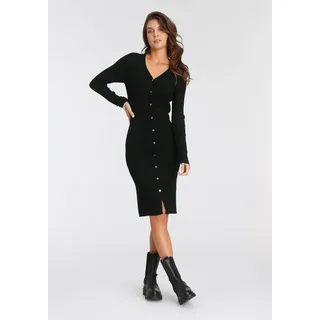 Laura Scott Longstrickjacke aus Rippqualität - auch als Strickkleid tragbar, schwarz