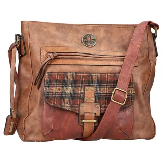 Umhängetasche RIEKER, Damen, Gr. B/H/T: 25cm x 23cm x 7cm, braun, Lederimitat, kariert, Taschen Umhängetasche, Schultertasche Handtasche
