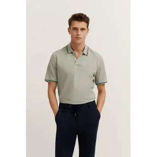 Bugatti Poloshirt mit Kontraststreifen und Bruststickerei, beige