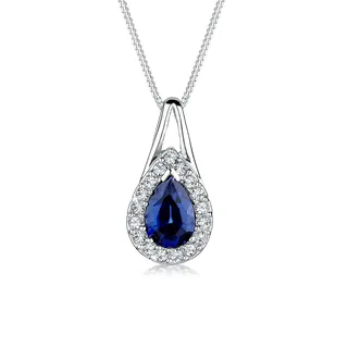 Elli Halskette Tropfen Synthetischer Saphir Blau 925 Sterling Silber