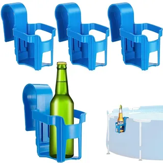 4 Stücke Getränkehalter Poolrand, Pool Becherhalter, Poolside Getränkehalter, zum Abstellen von Getränken und Kleinen Gegenständen am Beckenrand (Blau)