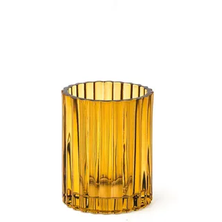 Sadena Zahnputzbecher , Gelb , Glas , 7x9x7 cm , Badaccessoires, Zahnputzbecher