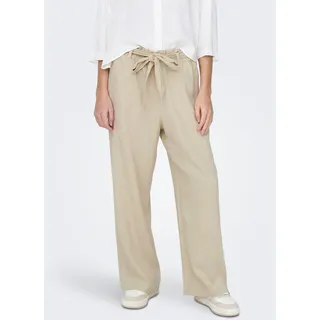 Jdy Culotte "JDYSAY MW LINEN BELT PANT WVN NOOS", Damen, Gr. 38M, N-Gr, beige (oatmeal detail:melange), Web, Obermaterial: 55% Leinen, 45% Viskose, meliert, unifarben, loose fit normal, Hosen Culotte, Sommerhose mit Leinen