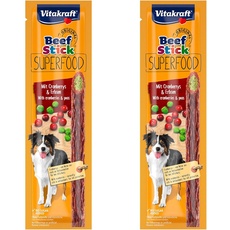 Vitakraft Beef Stick Superfood, Hundesnack, mit Erbse, mit Cranberry (1x 25g) (Packung mit 2)