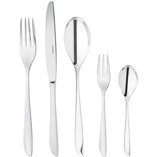 Sambonet Leaf 52163-N2 - Edelstahlgeschirrset 18/10, für 12 Personen, 60-teilig: 12 Gabeln, 12 Löffel, 12 Messer, 12 Teelöffel, 12 Dessertgabeln, Spülmaschinenfest