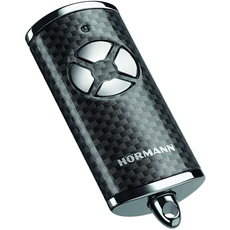 Hörmann Handsender HSE 4 BS (Frequenz 868 MHz, Hochglanz Carbon, Garagentorantrieb mit Chrom-Kappen, Batterien, Maße 28x70x14 mm, inkl. Schlüsselring) 4511585
