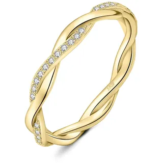JewelryPalace Infinity Seil Verdrehter Zirkonia Band Ring Damen, Unendlichkeit Hochzeitsringe Damenring Silber 925 Trauringe Eheringe Frauen, Vorsteckring Stapelring Ring Bandring Schmal Vergoldet 48