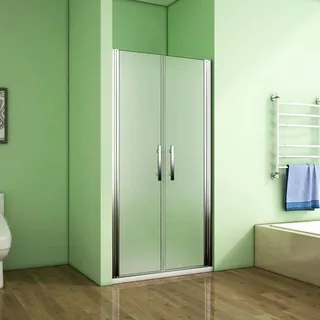 Aica Sanitär 95cm - Verstellbereich von 93-95 cm, Höhe: 195 cm, Duschabtrennung, Duschtür aus 6mm Milchglas mit Nanobeschichtung Splitterschutzfolie