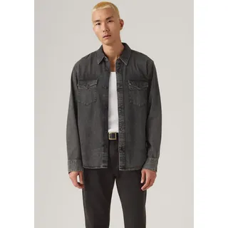 Jeanshemd LEVI'S "RELAXED FIT WESTERN", Herren, Gr. M, N-Gr, schwarz (night shadow schwarz w), Denim/Jeans, Obermaterial: 100% Baumwolle, relaxed fit, 1-Knopf-Manschette, Hemden Jeanshemd, im Western-Stil