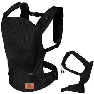 lionelo Margareet Air Ergonomische Babytrage für Babys von 4 Monaten bis 20 kg, 3 Tragepositionen, atmungsaktives Material, abnehmbare Kapuze, doppelte Sicherheit