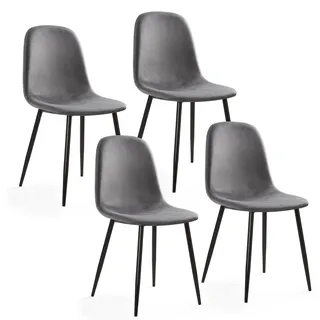 Mondeer Esszimmerstühle 4er Set, Samt Küchenstuhl mit Rückenlehne und Polsterung, Modernes, für Esszimmer Küche Wohnzimmer, Grau