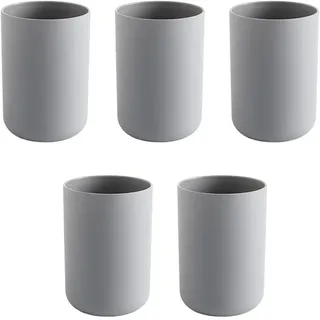 NOLITOY 5Er-Pack Zahnputzbecher Kunststoff 2.83X2.83X4.06In Mundspülbecher Für Badezimmer Reise Badaccessoires Einfaches Design Grau