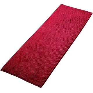 Decomira Badematte rutschfest | Als Badteppich Set kombinierbar | Badezimmer-Teppich Bad-Vorleger waschbar aus Chenille | Duschvorleger für Dusche, Badewannen, WC Deko | Rot - 50x150 cm