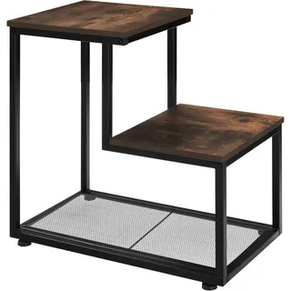 tectake Beistelltisch Halifax,60,5 x 35,5 x 60,5 cm,Industrial Holz dunkel, rustikal , Beton Optik , 35.5x60.5x60.5 cm , Wohnzimmer, Wohnzimmertische, Beistelltische