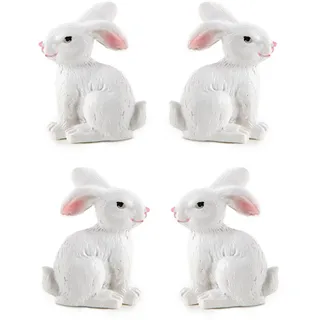 Mini Osterhasen-Figuren, 4 Stück: Kleine Dekohasen Osterdeko, Dekoration Ostern & Frühling, Oster-Deko Osterhase, Hasen Set Geschenk, Osterdekoration Hase, Miniatur Häschen, Hasendeko Weiß, 3,5 cm