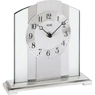 AMS 1120 Tischuhr Quarz silbern Metall mit Aluminium Chrom und Glas - Silber
