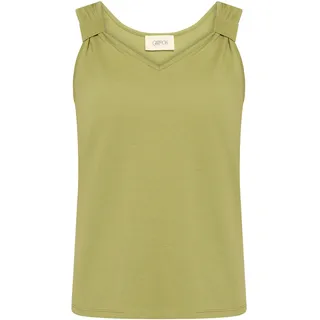 Tanktop CARTOON "Basic-Top mit V-Ausschnitt", Damen, Gr. 38, grün (mosstone), Obermaterial: 60% Baumwolle CO. 40% Polyester PES., Tops Tanktop