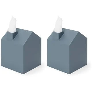 Umbra Kosmetiktücherbox – Moderner und Dekorativer Taschentuchspender für Badezimmer, Büro, Schlafzimmer und Mehr, Schieferblau, 13x17x13 cm (Packung mit 2)