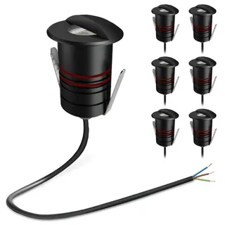 SSC-LUXon JAVO 6er Set Boden Einbaustrahler Aussenbereich IP67 warmweißes Licht Ø 47mm - Wegleuchte 230V mit seitlichem Licht