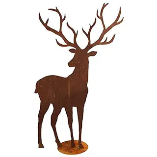 itsisa Dekofigur im Rost Design Hirsch groß, 100 cm - Rostfigur für den Garten, Gartendeko
