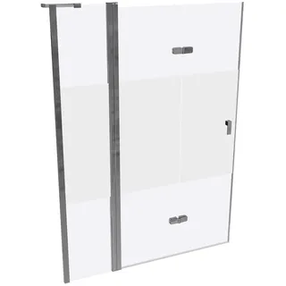 HÜPPE Design pure Schwingfalttür, mit festem Segment, linksseitige Befestigung, Breite 1400mm, Höhe 1900mm, 8P7002092373, Duschkabine: Profilfarbe silber hochglanz Glas ESG Privatima