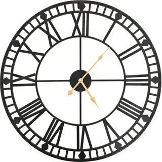 vidaXL Wanduhr Vintage mit Quarzwerk Metall 60 cm XXL - Wanduhr - Wanduhren - Analoguhr - Analoguhren - Schwarz