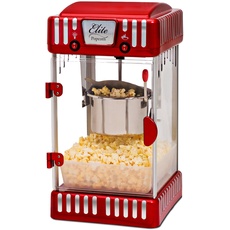 Elite Gourmet EPM-250# Elektrischer Tisch-Popcorn-Wasserkocher, Retro-Karneval, wärmendes Licht (2,5 Unzen, rot)