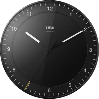 Braun Klassische Funkwanduhr in Schwarz / präzises Leisegangwerk / Sekundenzeiger mit Floating-Effekt (ohne Ticken) / gehärtetes Glas / 30 cm - Schwarz