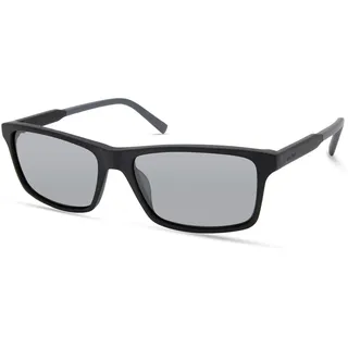 Timberland TBA9268 Herren Sonnenbrille, Casual Sonnenbrille in Leichtem Design, Rechteckige Linsenform, Rauchfarbene polarisierte Gläser, Mattes Schwarz