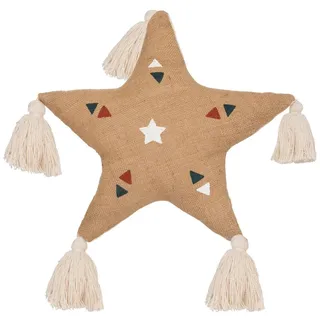 Atmosphera Kissen, Stern, Jute, mit Quasten, 40 x 40 cm