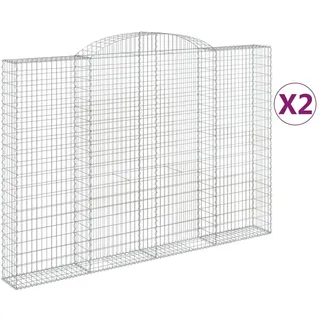 vidaXL Gabionen mit Hochbogen 2 Stk. 300x30x200/220cm Verzinktes Eisen - Silber