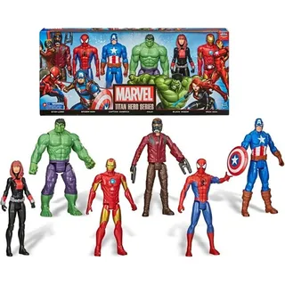 Marvel 6er Set Figuren 30 cm Black Widow Iron Man Star Lord America Hulk Spiderman von Hasbro