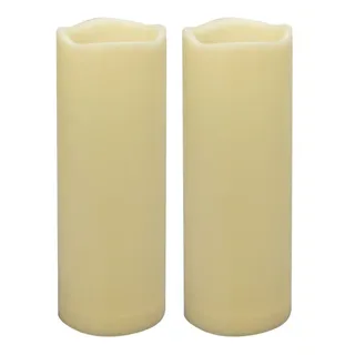 2 Stück 7,6cm x 20cm Wasserdichte flammenlose LED Timer Kerzen, 1000 Stunden lange Batterielebensdauer, flackernde batteriebetriebene elektrische LED-große Säulenkerze für Laterne Patio Garten Dekor