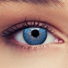 Designlenses 2 Blaue Kontaktlinsen mit Stärke ozeanblaue Drei Monatslinsen für einen natürlichen Effekt, geeignet für dunkle Augen + Gratis Behälter "Dimension Aqua" -1,00