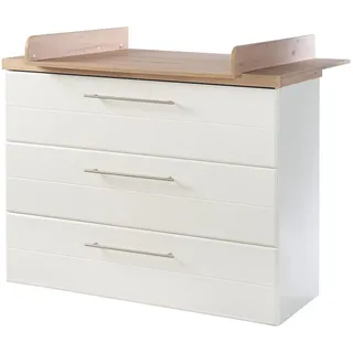 roba Wickelkommode 'Nele' breit, inkl. Wickelansatz, weiß, Kranz in 'Artisan Eiche', Wickelhöhe 93 cm