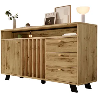 Okwish Sideboard 120 x 85 x 40 cm Dunkle Eiche / Braun