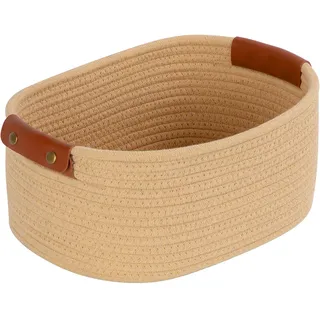 Otauoaea Aufbewahrungskorb Geflochten Baumwollseil, Körbe Aufbewahrung Mit Haut behandeln Korb Aufbewahrung Storage Basket Regalkörbe für Bad, Schlafzimmer, Kinderzimmer, Wohnzimmer(Jute)