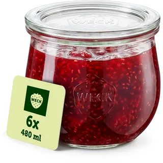 Weck Gläser 480ml – 6er Set mit Deckeln – Tulpenform – robuste, stapelbare Einkoch- & Einweckgläser - ideal für Meal Prep, Overnight Oats, Dessert & Marmelade – wiederverwendbar – Made in Germany