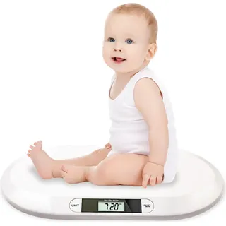 Yakimz Babywaage Max 20Kg Digital Kinderwaage LCD Display Digitalwaage für Neugeborene Gewichtskontrolle ab Geburt - Weiß