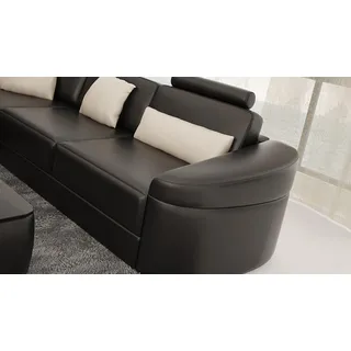 Leder Modern Couch Wohnlandschaft Ledersofa Sofagarnitur Möbel Sofa U-Form Neu - Schwarz