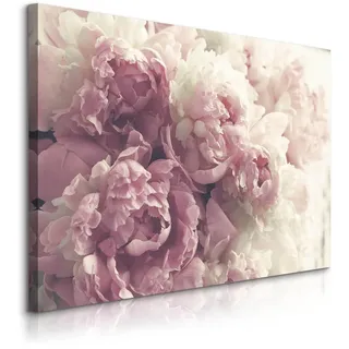 Muralo Leinwandbild Pfingstrosen Blumen 3D Pflanzen Natur 90x60 , Textil , Floral , Rechteckig , 90x60 cm , Bilder & Rahmen, Bilder, Leinwandbilder