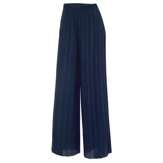 Lock and Love Damen Knöchel-/Maxi-Plissee-Hose mit weitem Bein Palazzo-Hose mit Kordelzug/Gummizug - Blau - S/M