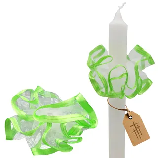 LUNEXUS Tropfschutz Wachsfänger für Stabkerzen – Hellgrün, Tüll Kerzenmanschette als Tropfenfänger, für Kerzendeko und Kirche, Ø 1-4,5 cm, Kerzentropfschutz gegen Wachstropfen, leicht anzubringen