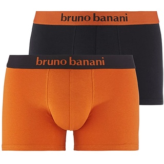 Bruno Banani Herren Short 2Pack Flowing Boxershorts, kürbis/schwarz // schwarz/kürbis, S (2er Pack)