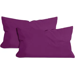 npluseins 2er-Pack Jersey Dekokissen Baumwollbezug, 40 x 60 cm, Lila | Öko-Tex Standard 100, Reißverschluss, formstabil, strapazierfähig, angenehm weich, waschbar bis 60 °C