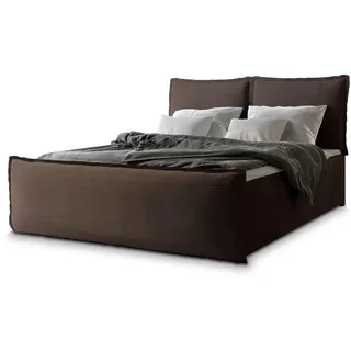 Masseno Boxbett Monta 160x200 cm mit Matratze und Topper - Braun , Holz , H2 + H3 , 160x200 cm , Schlafzimmer, Betten, Boxspringbetten