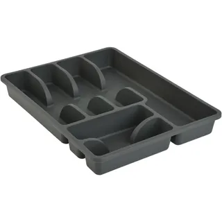Engelland 1 x Besteckkasten Besteckkorb mit 6 Fächern, Kunststoff, BPA-frei, Farbe: Anthrazit, Maße: 38 x 29 x 5 cm