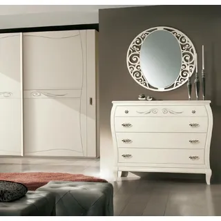 Sideboard Kommode mit Spiegel Sideboards Holz Kommoden Möbel 2tlg Weiß Italien - Weiß